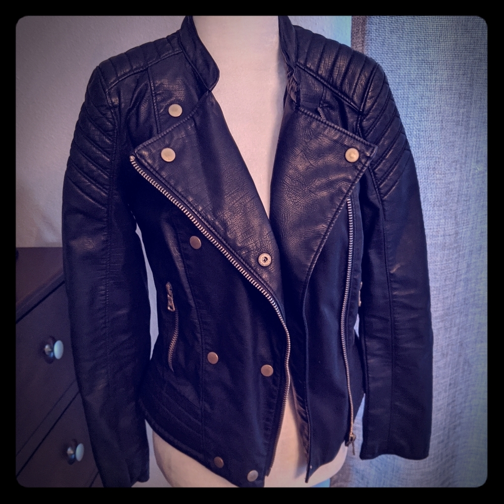 Zara leather moto jacket (faux)